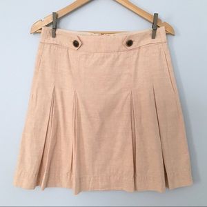J Crew Colored Chambray Wendy Skirt, Pleated Blush
